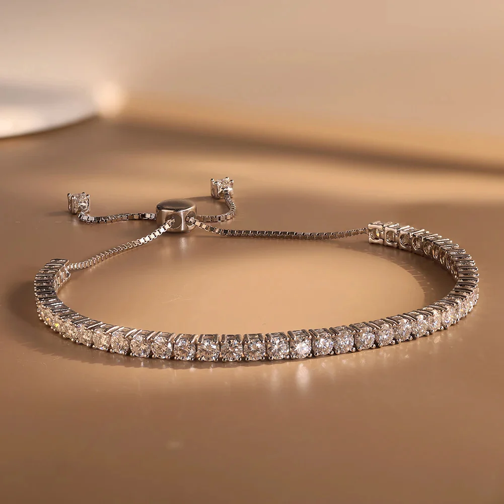 CLASSIC MOISSANITE TENNIS SLIDER BRACELET IN STERLING SILVER - Image 4