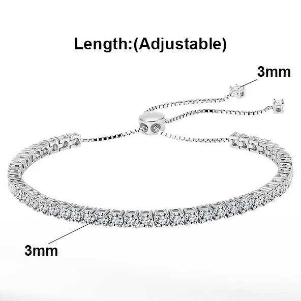 CLASSIC MOISSANITE TENNIS SLIDER BRACELET IN STERLING SILVER - Image 5