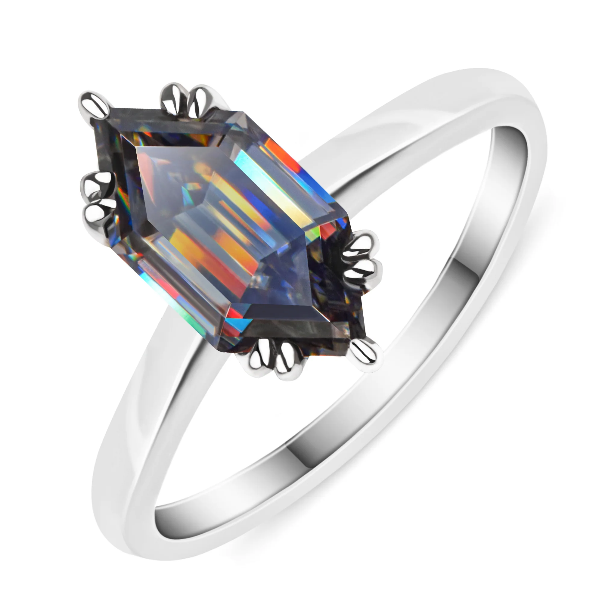 COLORED MOISSANITE ENGAGEMENT RINGS IN SOLID GOLD - Image 3
