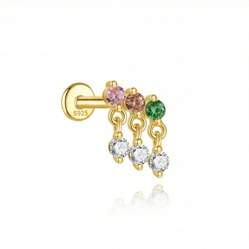 COLORFUL CARTILAGE PIERCING IN STERLING SILVER - Image 12