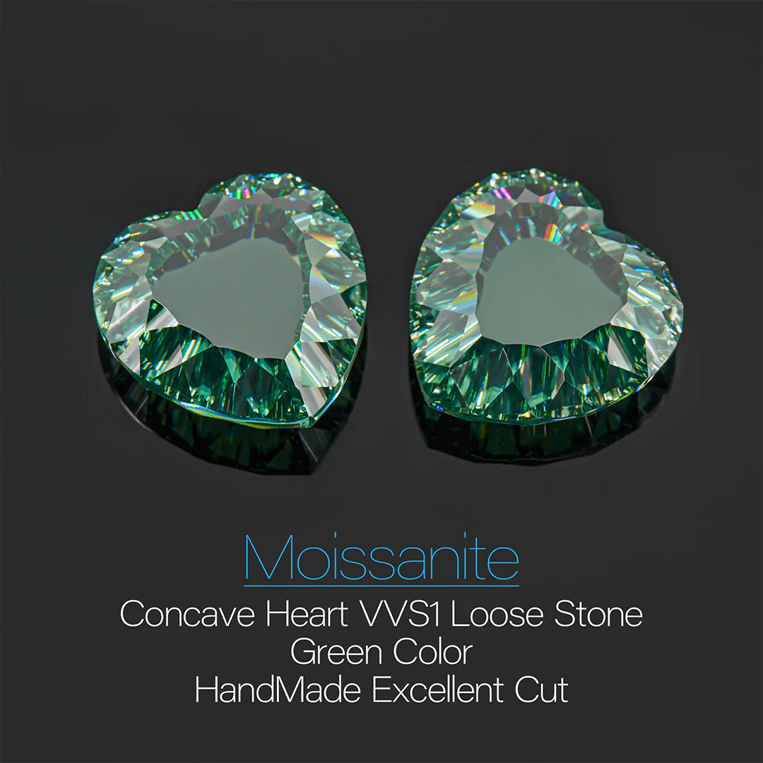 CONCAVE GREEN HEART CUT MOISSANITE LOOSE DIAMOND - Image 3