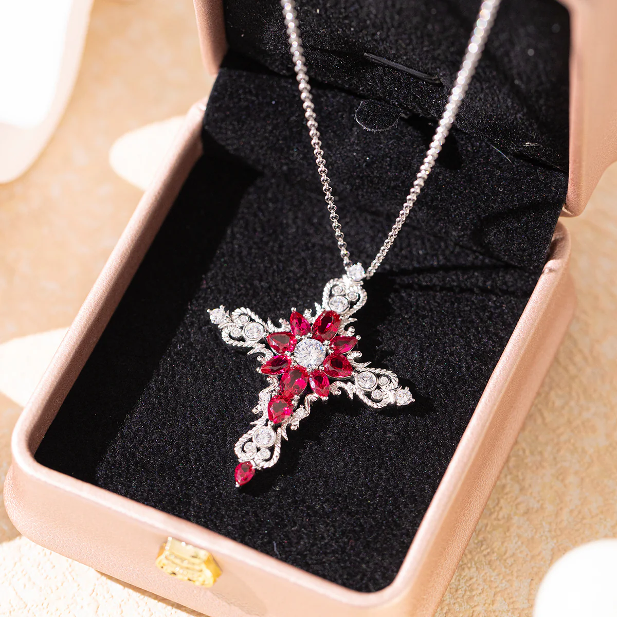 CORUNDUM LAB GROWN RUBY PENDANT IN STERLING SILVER - Image 6