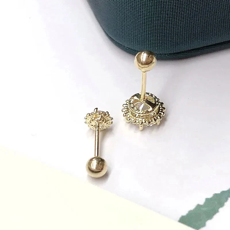 CROWN SOLITAIRE STUDS EARRING/NOSERING IN SOLID GOLD - Image 4