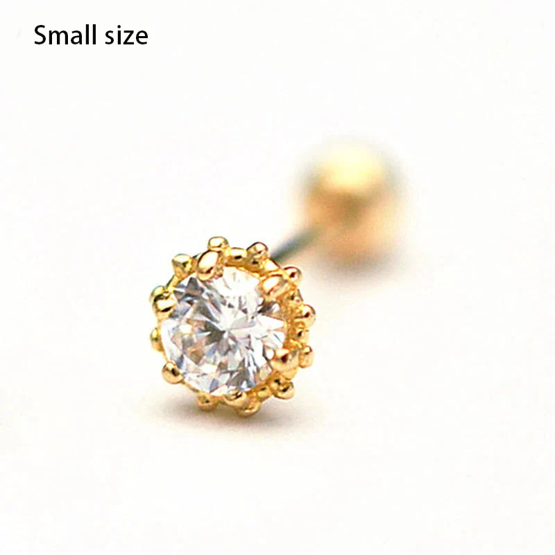 CROWN SOLITAIRE STUDS EARRING/NOSERING IN SOLID GOLD - Image 6