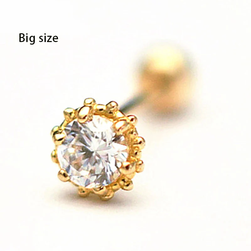 CROWN SOLITAIRE STUDS EARRING/NOSERING IN SOLID GOLD - Image 7