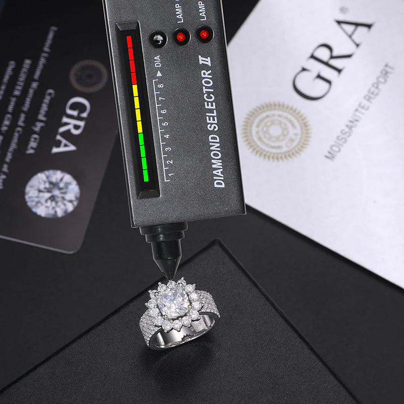 CUSHION CUT MOISSANITE FLOWER RING IN STERLING SILVER - Image 5