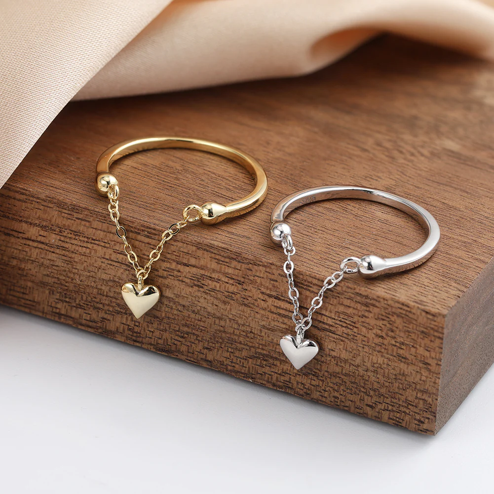 DAINTY HEART CHARM RING IN STERLING SILVER - Image 4