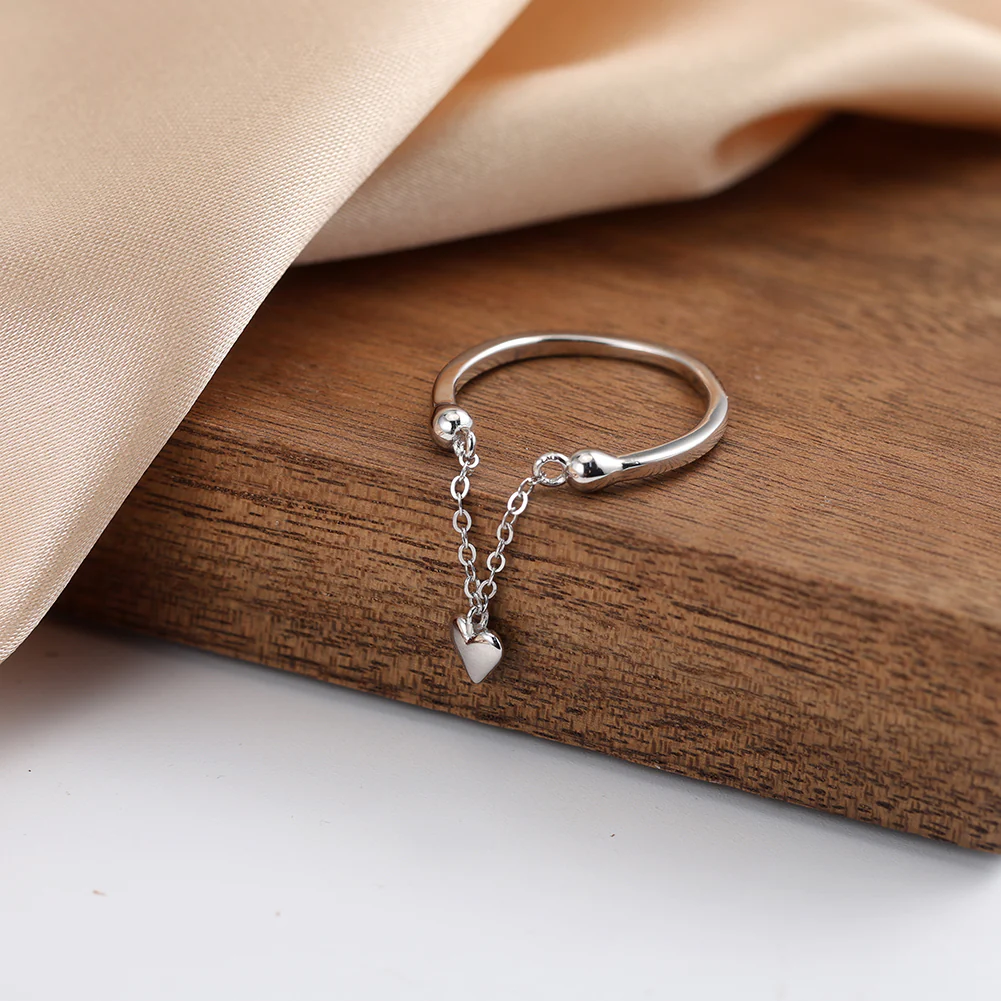 DAINTY HEART CHARM RING IN STERLING SILVER - Image 5