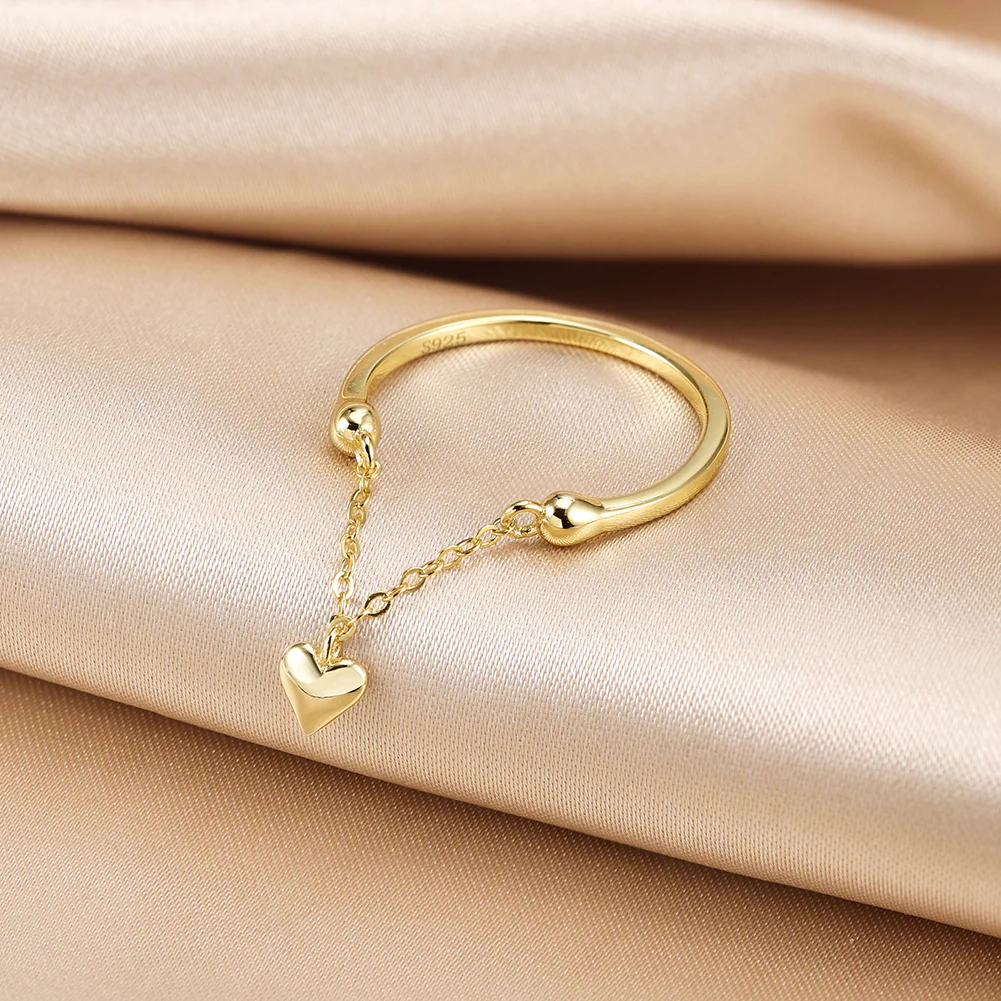 DAINTY HEART CHARM RING IN STERLING SILVER - Image 6