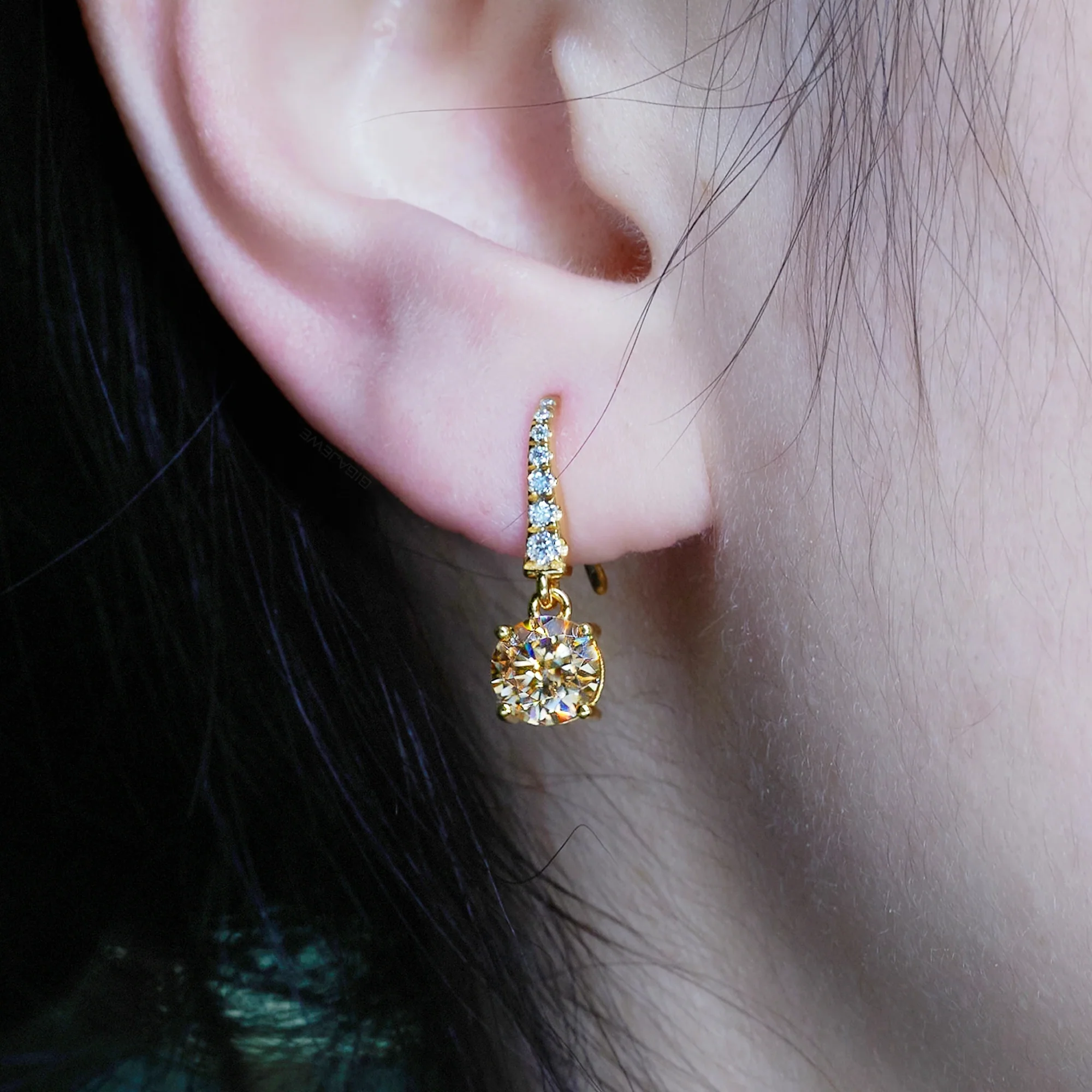 DAINTY MOISSANITE HOOK DROPS EARRINGS IN STERLING SILVER - Image 2