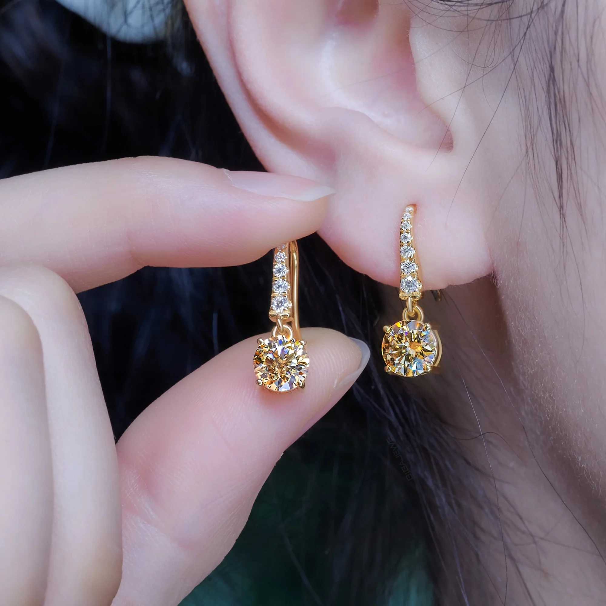 DAINTY MOISSANITE HOOK DROPS EARRINGS IN STERLING SILVER - Image 3