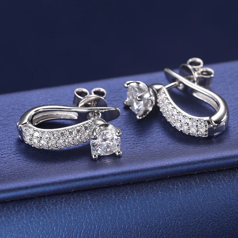 DETACHABLE MOISSANITE STUD EARRINGS IN STERLING SILVER - Image 2
