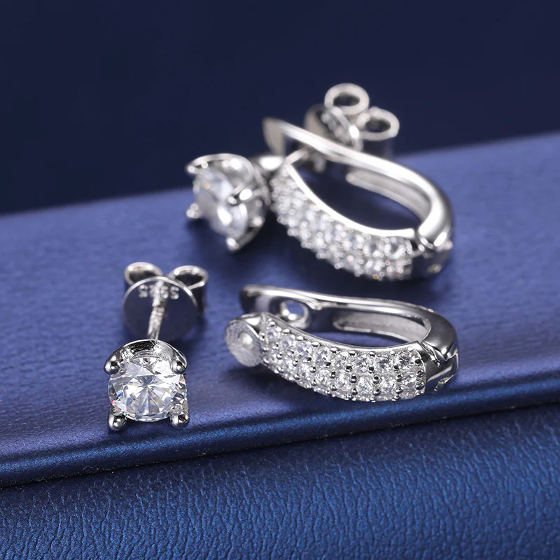 DETACHABLE MOISSANITE STUD EARRINGS IN STERLING SILVER - Image 3