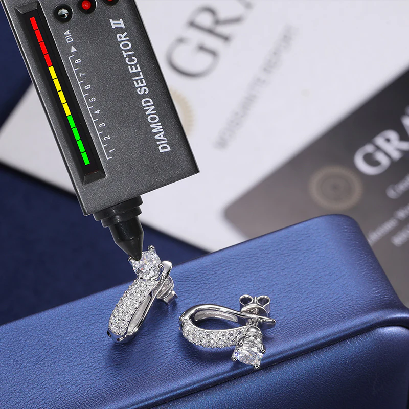 DETACHABLE MOISSANITE STUD EARRINGS IN STERLING SILVER - Image 4