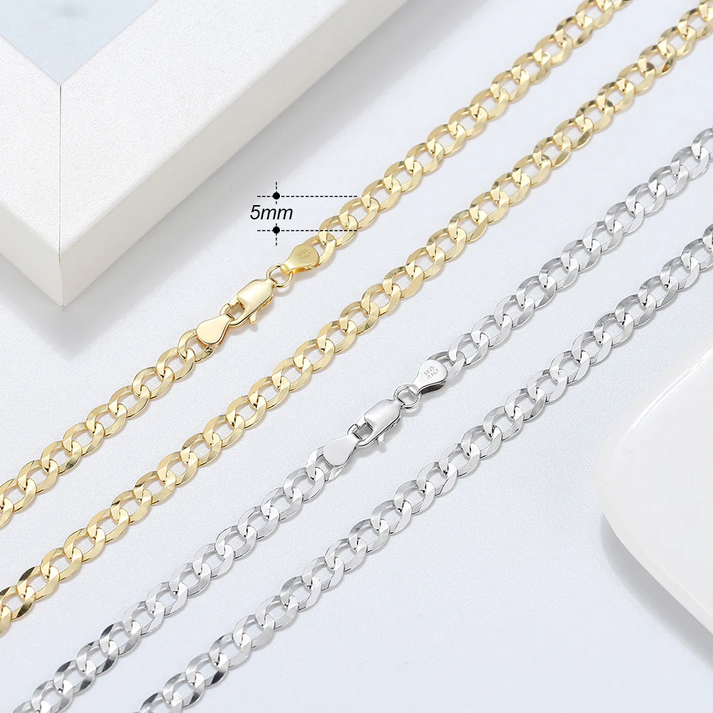 DIAMOND CUT CUBAN LINK CURB CHAIN IN STERLING SILVER - Image 3