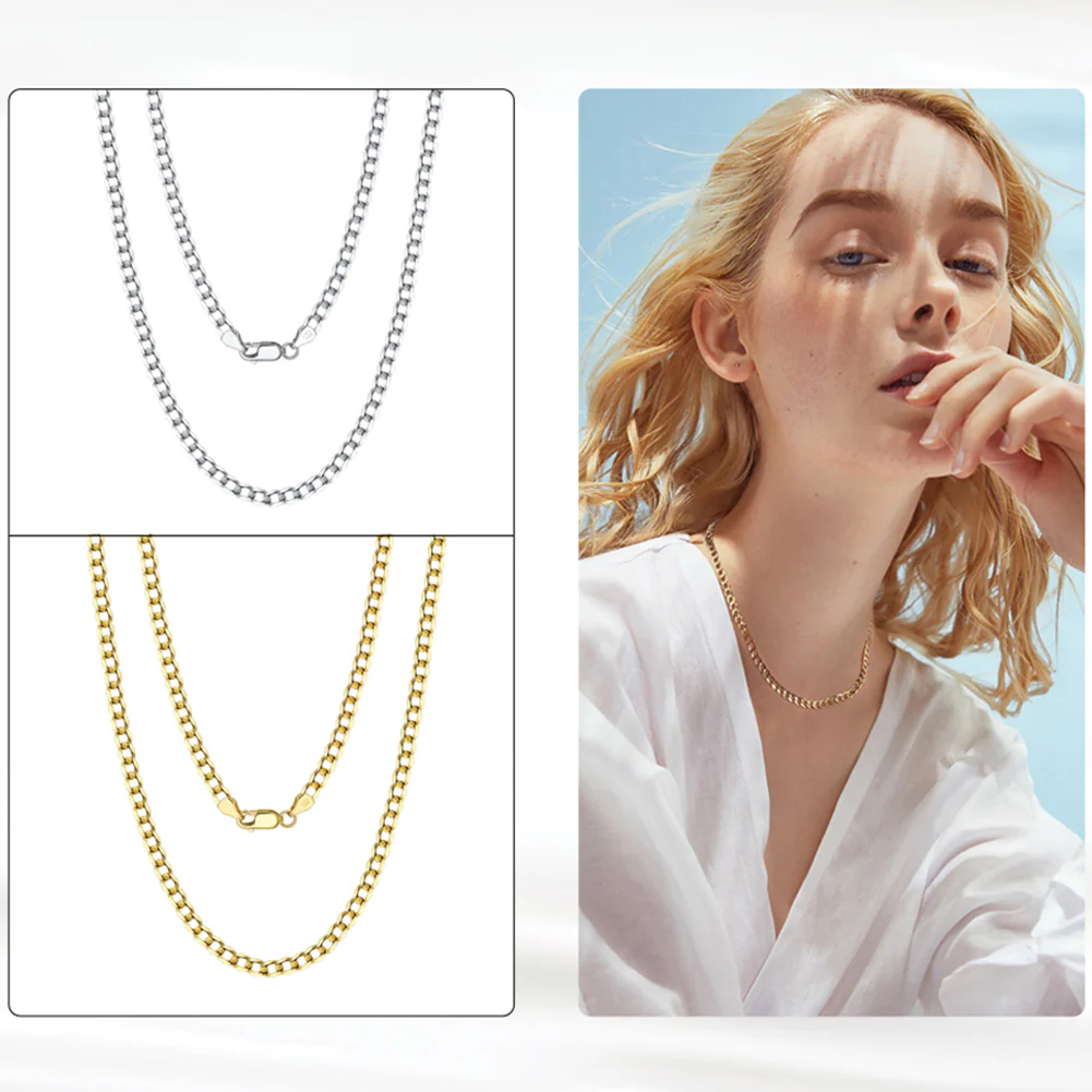 DIAMOND CUT CUBAN LINK CURB CHAIN IN STERLING SILVER - Image 4