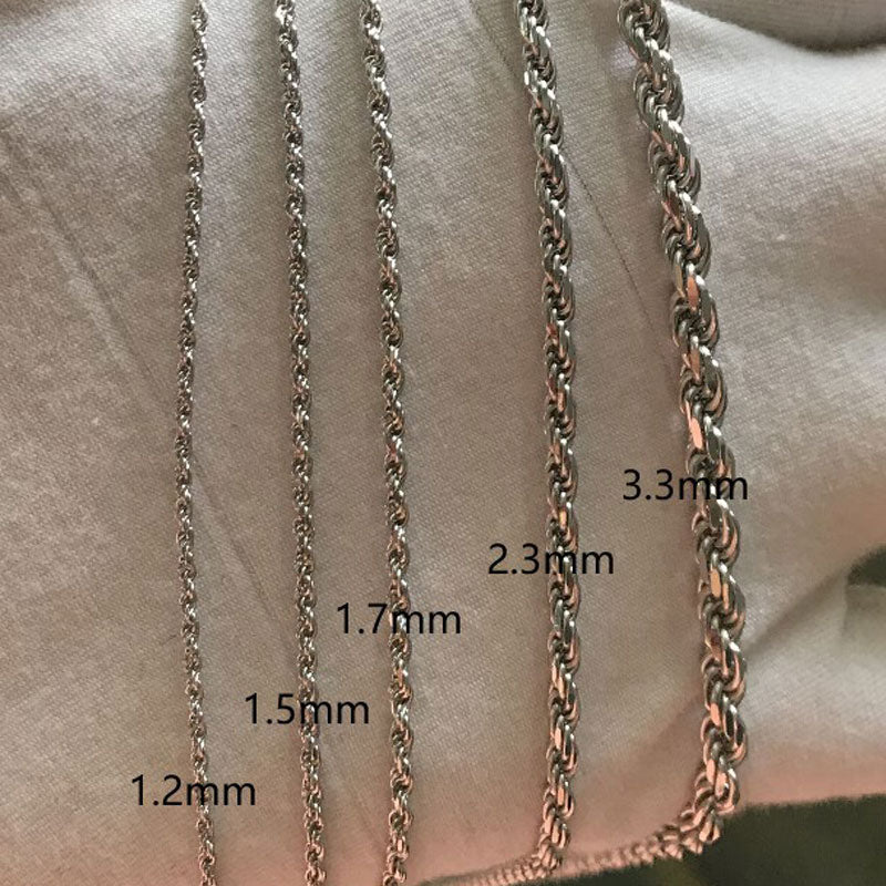 DIAMOND CUT TWISTED ROPE CHAIN NECKACE LIN STERLING SILVER - Image 3