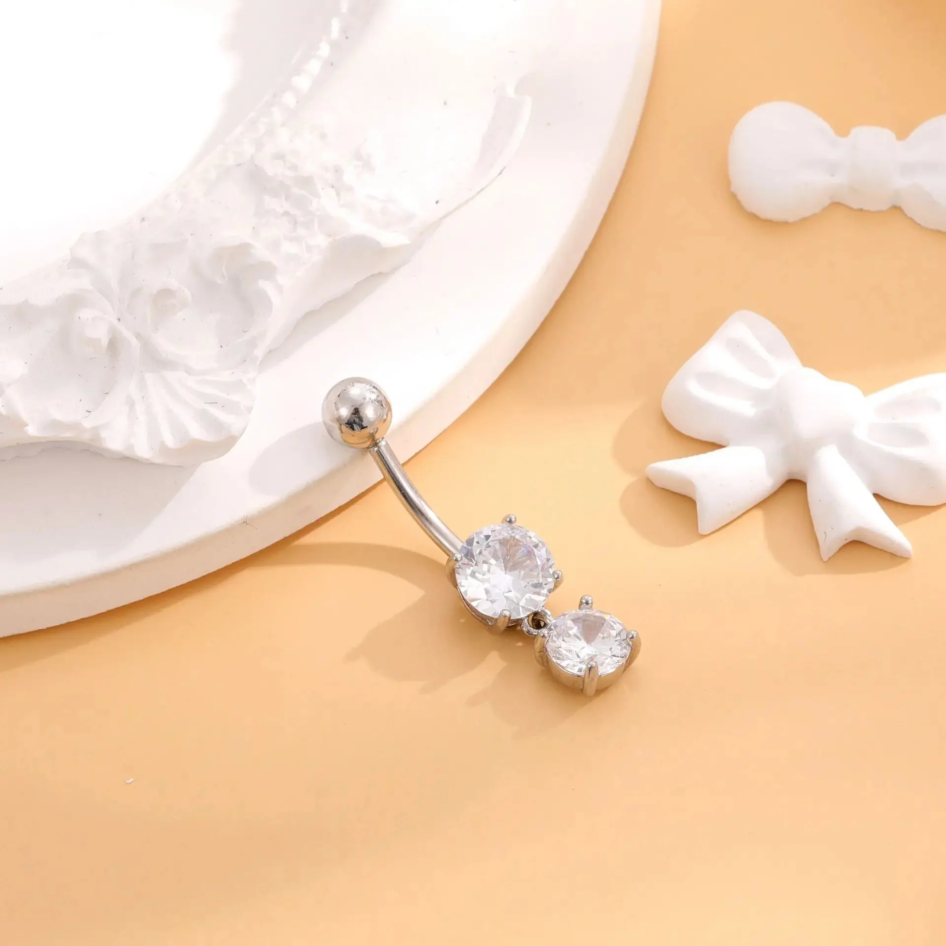 DOUBLE DROP NAVEL PIERCING IN STERLING SILVER - Image 2