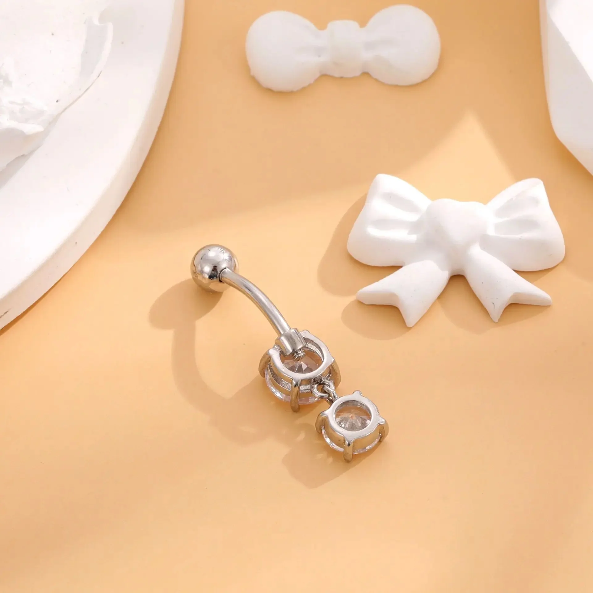 DOUBLE DROP NAVEL PIERCING IN STERLING SILVER - Image 3