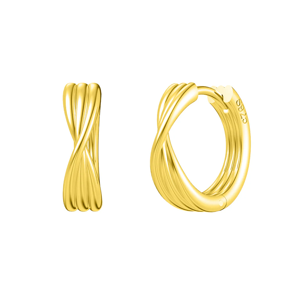 DOUBLE HOOP HUGGIE EARING IN STERLING SILVER - Image 4