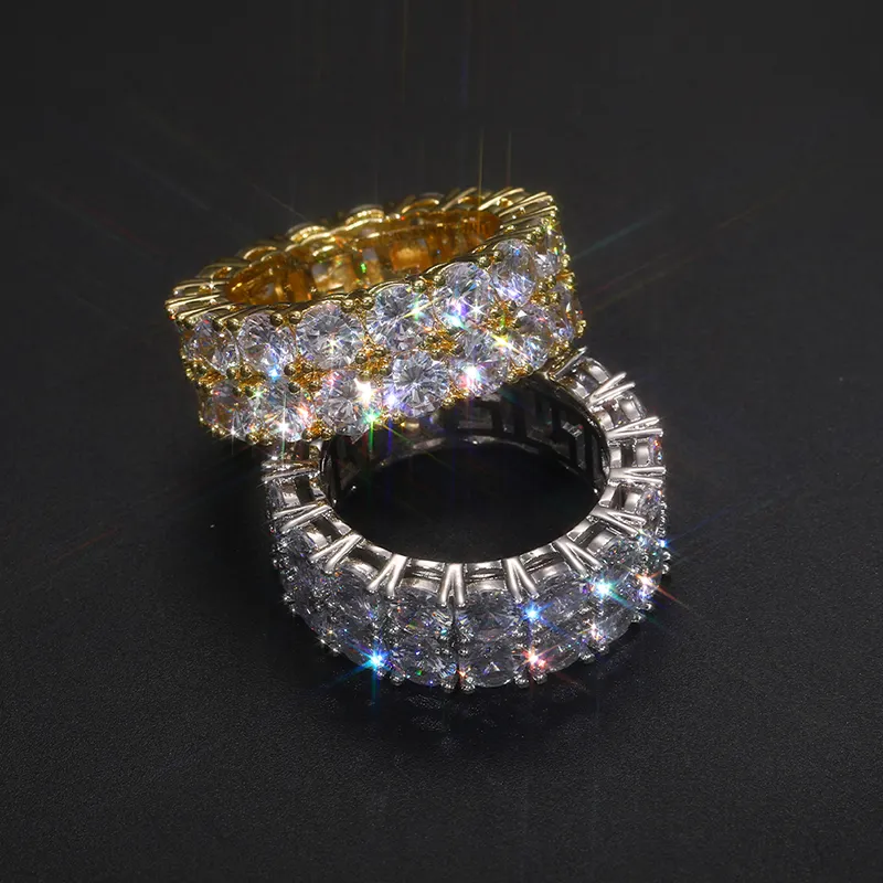 DOUBLE LAYER MOISSANITE DIAMOND ETERNITY RING IN STERLING SILVER - Image 3