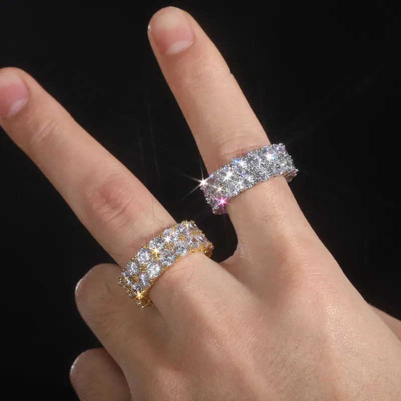 DOUBLE LAYER MOISSANITE DIAMOND ETERNITY RING IN STERLING SILVER - Image 4
