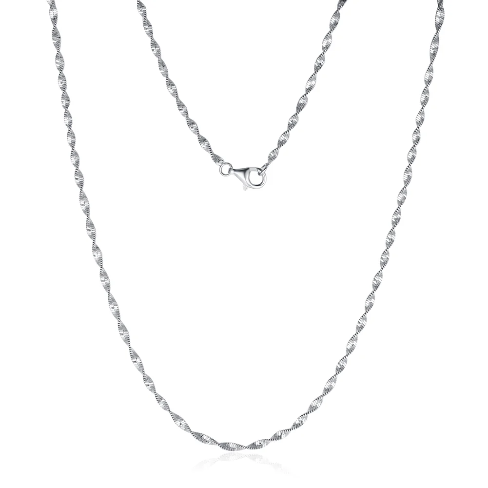 DOUBLE LAYER WATER WAVE CHAIN NECKLACE IN STERLING SILVER - Image 4