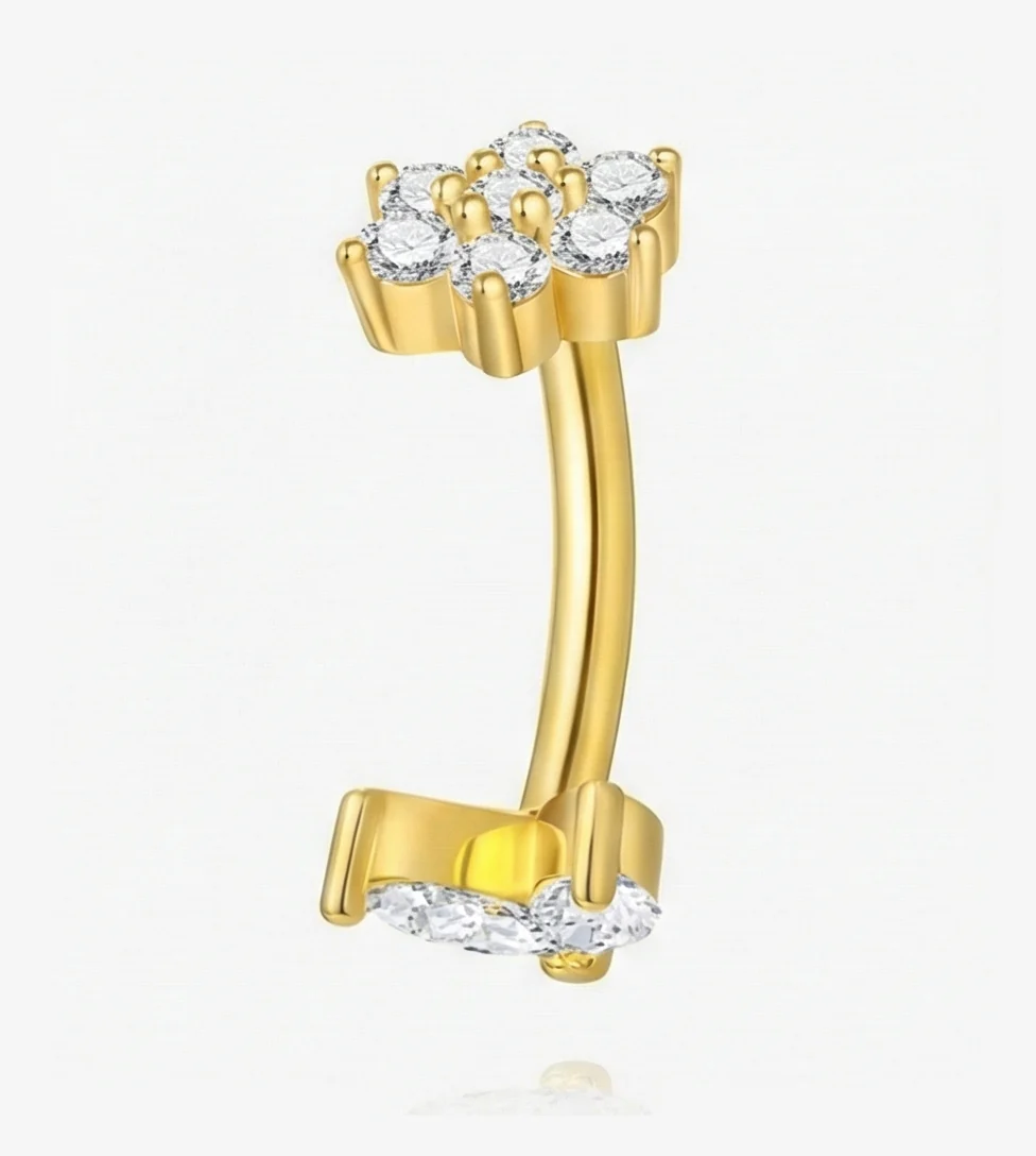DOUBLE MOUNT CURVED BARBELL BODY PIERCINGS IN STERLING SILVER - Image 15