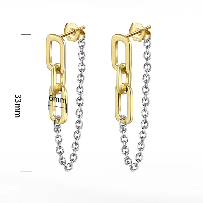 DUAL LINK CHAIN DROP EARRINGS IN STERLING SILVER - Image 5
