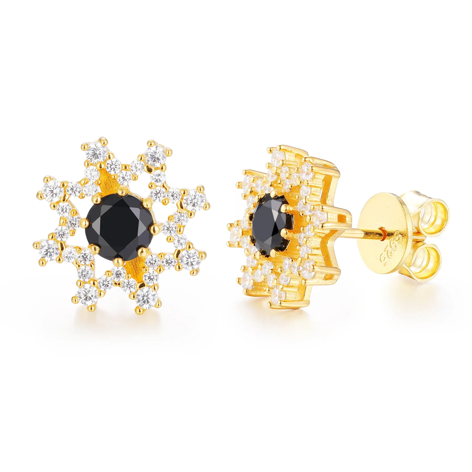 EIGHT POINTED STAR MOISSANITE STUD EARRINGS IN STERLING SILVER - Image 3
