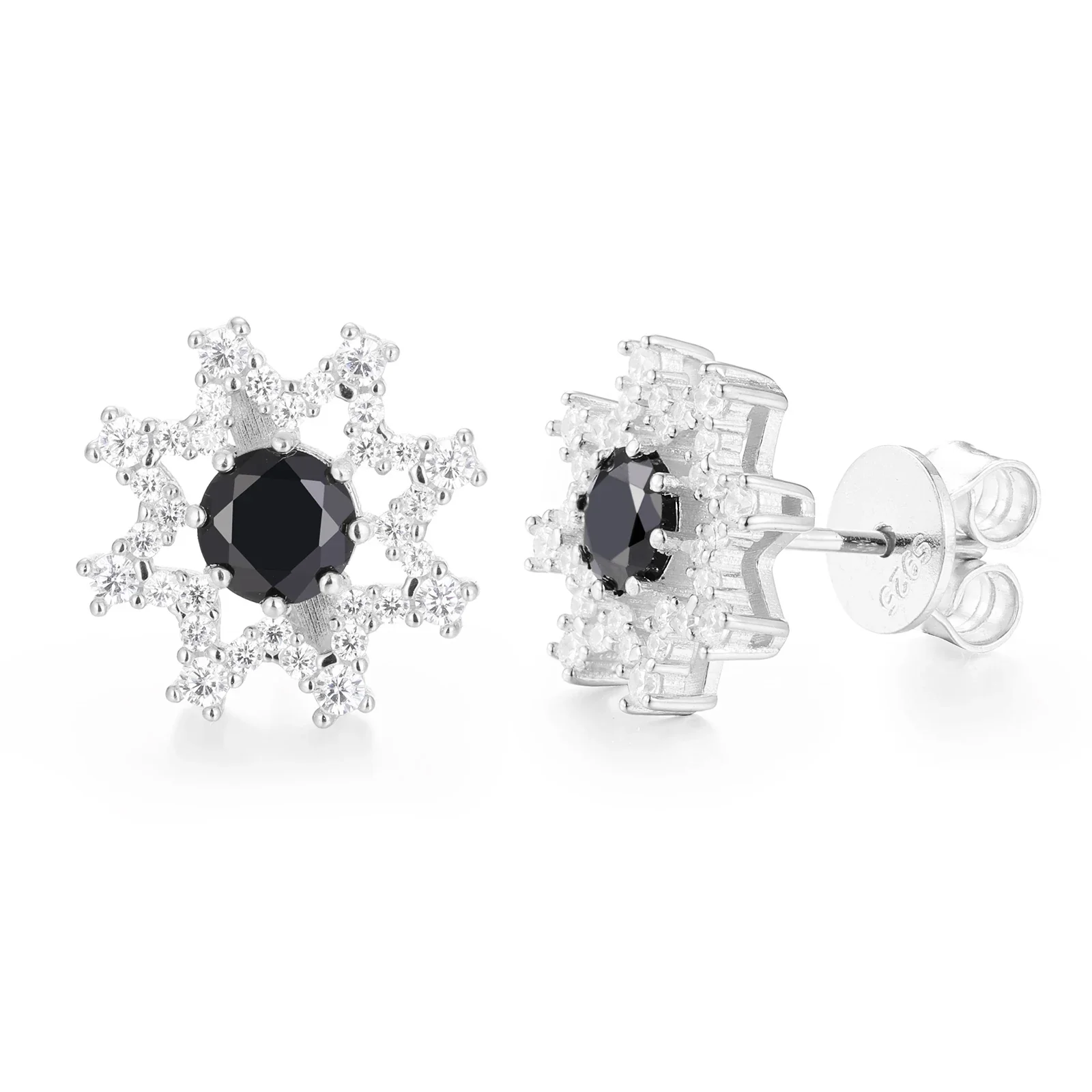 EIGHT POINTED STAR MOISSANITE STUD EARRINGS IN STERLING SILVER - Image 4