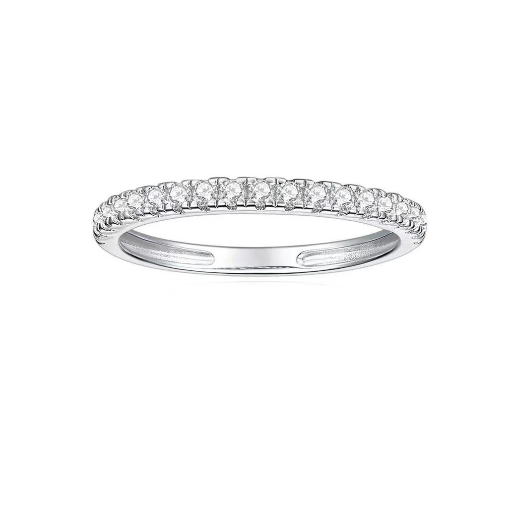 ELEGANT MOISSANITE BAND RING IN STERLING SILVER - Image 3