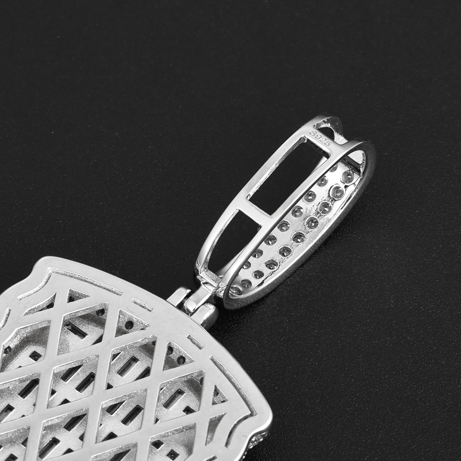 EMERALD CUT MOISSANITE CLAW CHARM PENDANT IN STERLING SILVER - Image 4