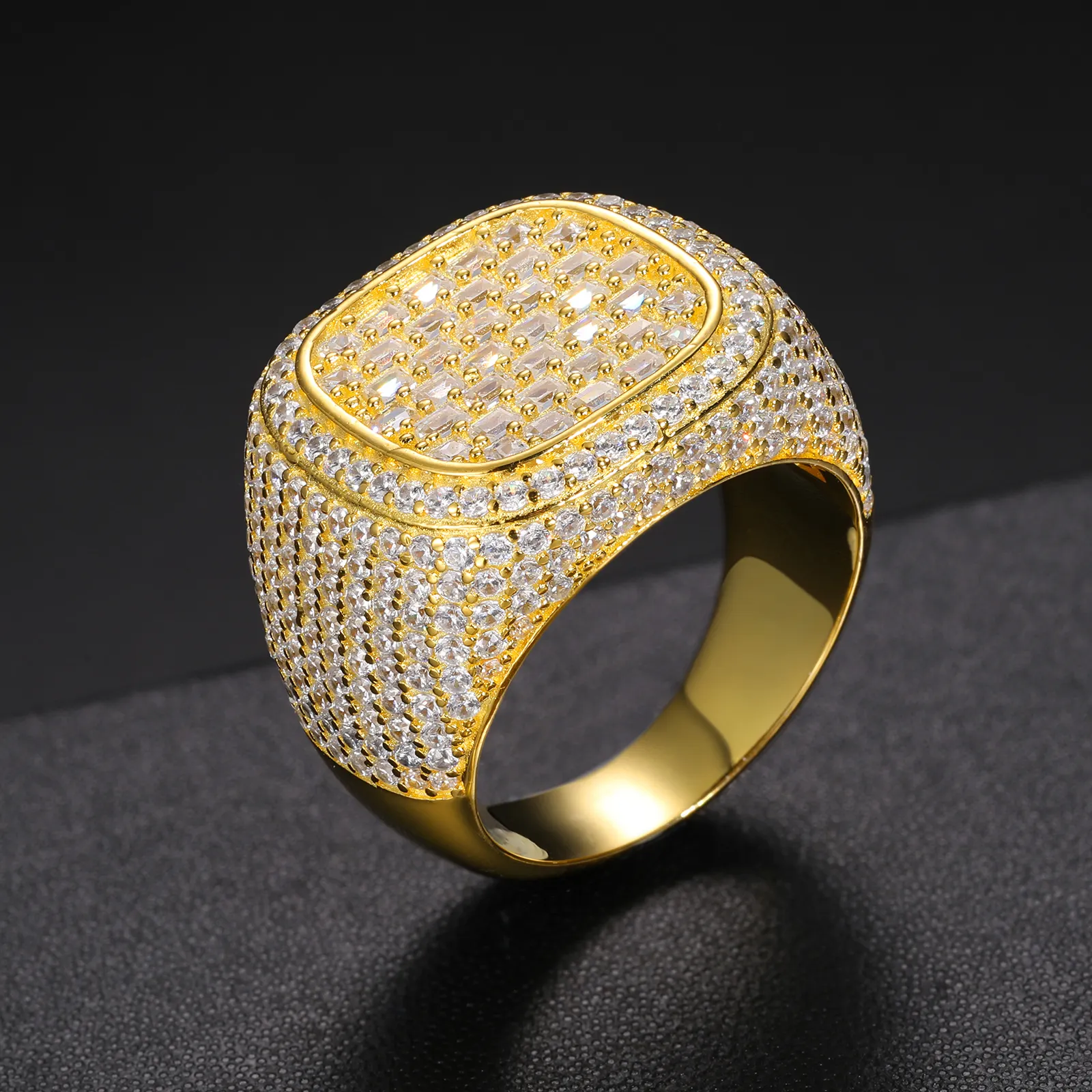 EMERALD CUT MOISSANITE DIAMOND SIGNET RING IN STERLING SILVER - Image 3