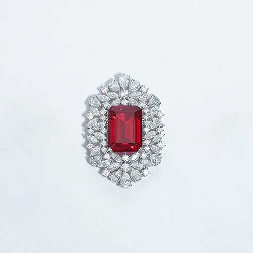 LAB GROWN EMERALD/RUBY/SAPPHIRE GEMSTONE WITH MOISSANITE PENDANT NECKLACE IN 14K GOLD - Image 6
