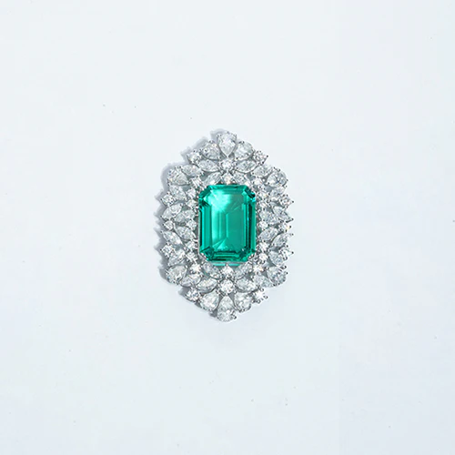 LAB GROWN EMERALD/RUBY/SAPPHIRE GEMSTONE WITH MOISSANITE PENDANT NECKLACE IN 14K GOLD - Image 8