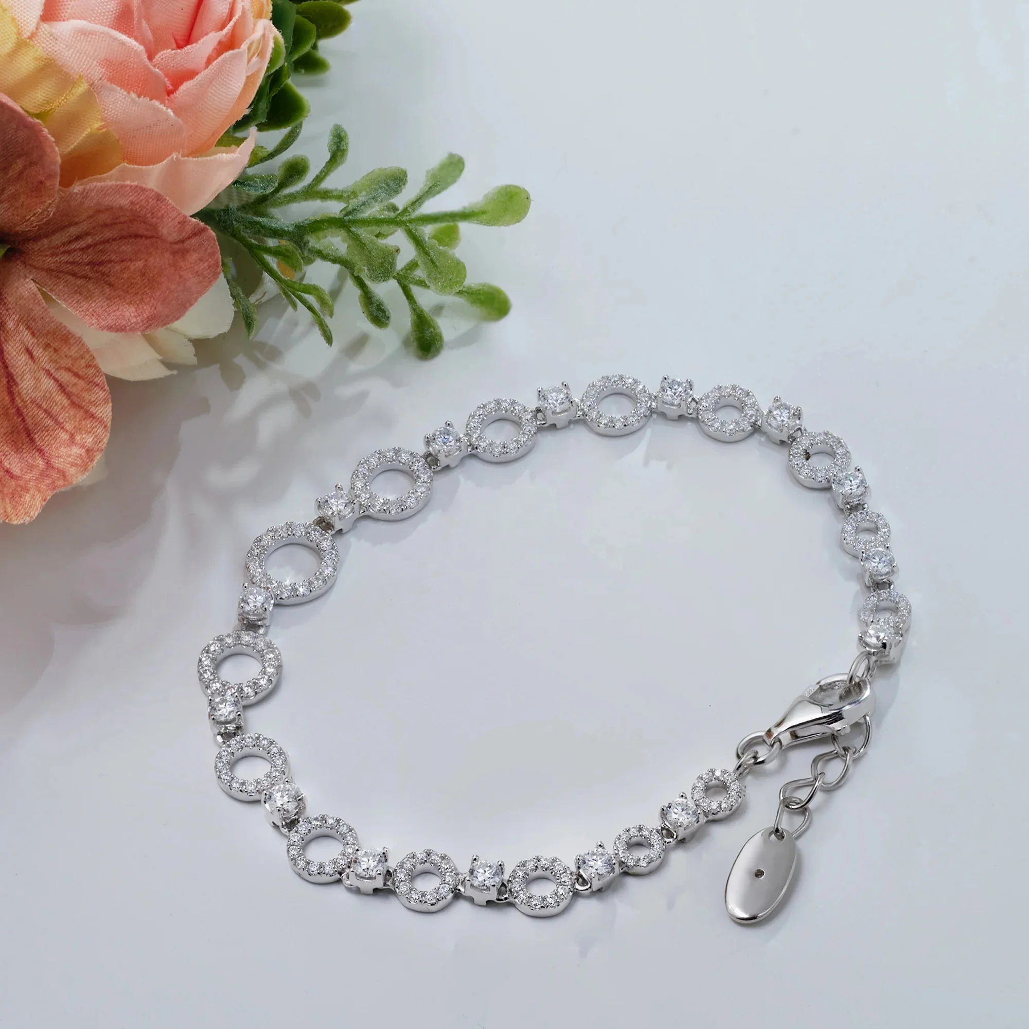ETERNAL HALO MOISSANITE BRACELET IN STERLING SILVER - Image 2