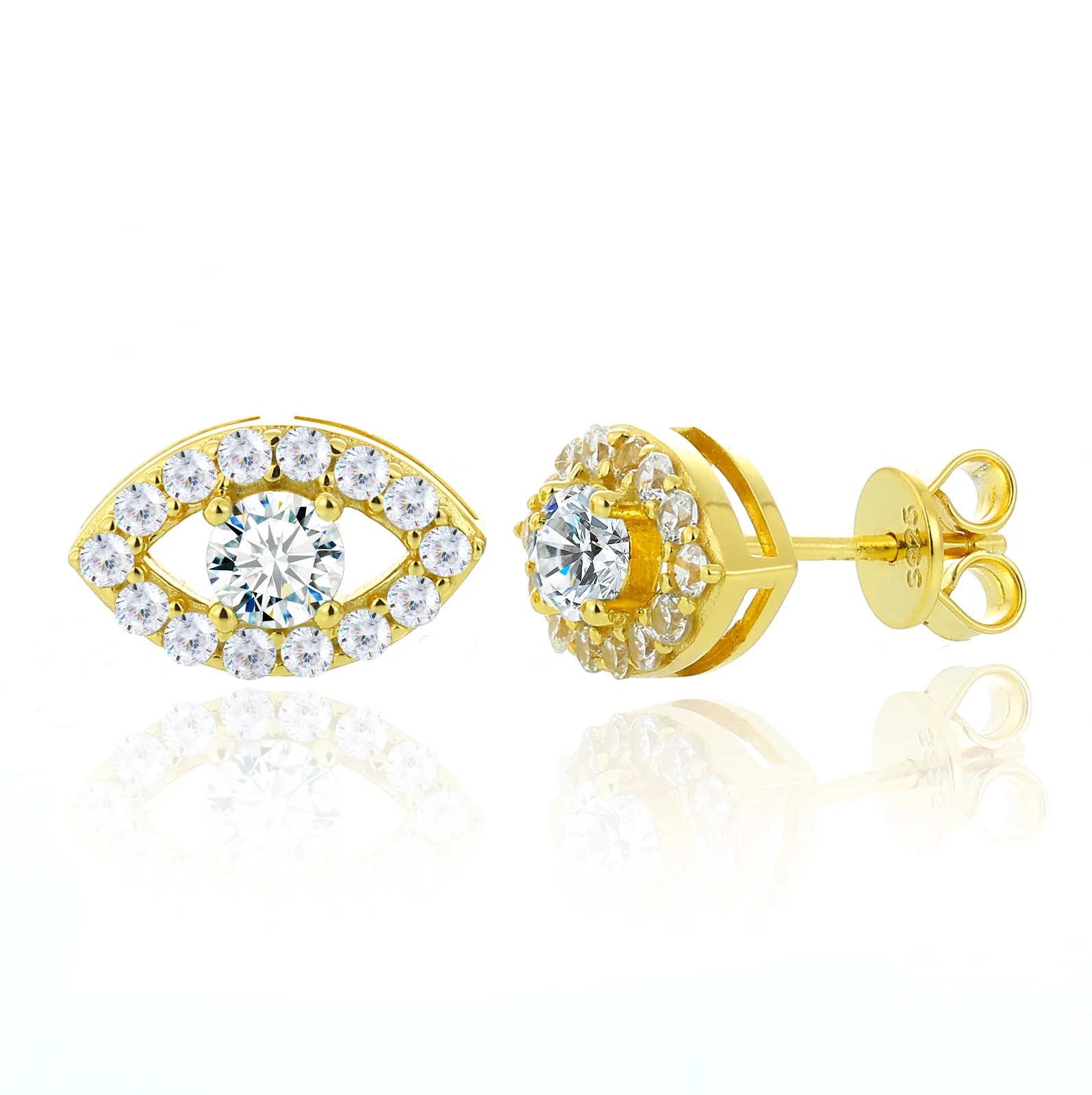 EVIL EYES MOISSANITE STUD EARRING IN STERLING SILVER - Image 5