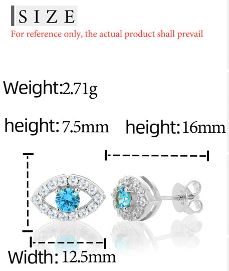 EVIL EYES MOISSANITE STUD EARRING IN STERLING SILVER - Image 8