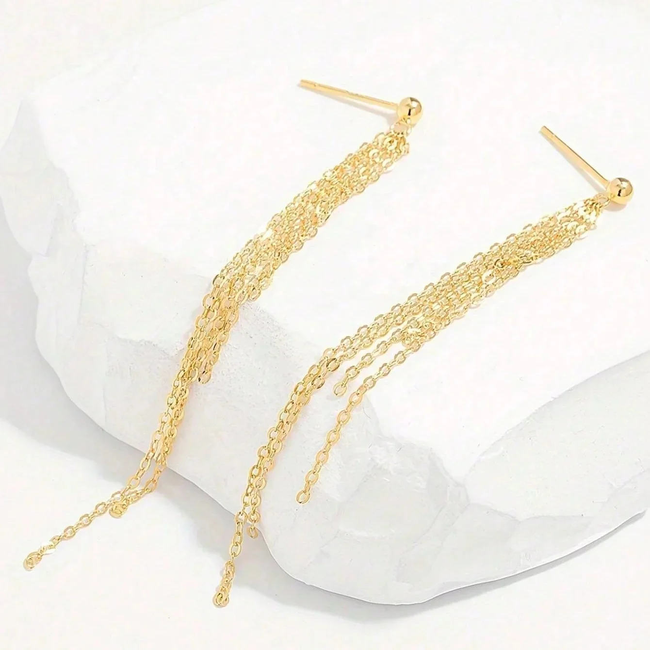 FINE CHAIN DROP EARRINGS IN STERLING SILVER - Image 3