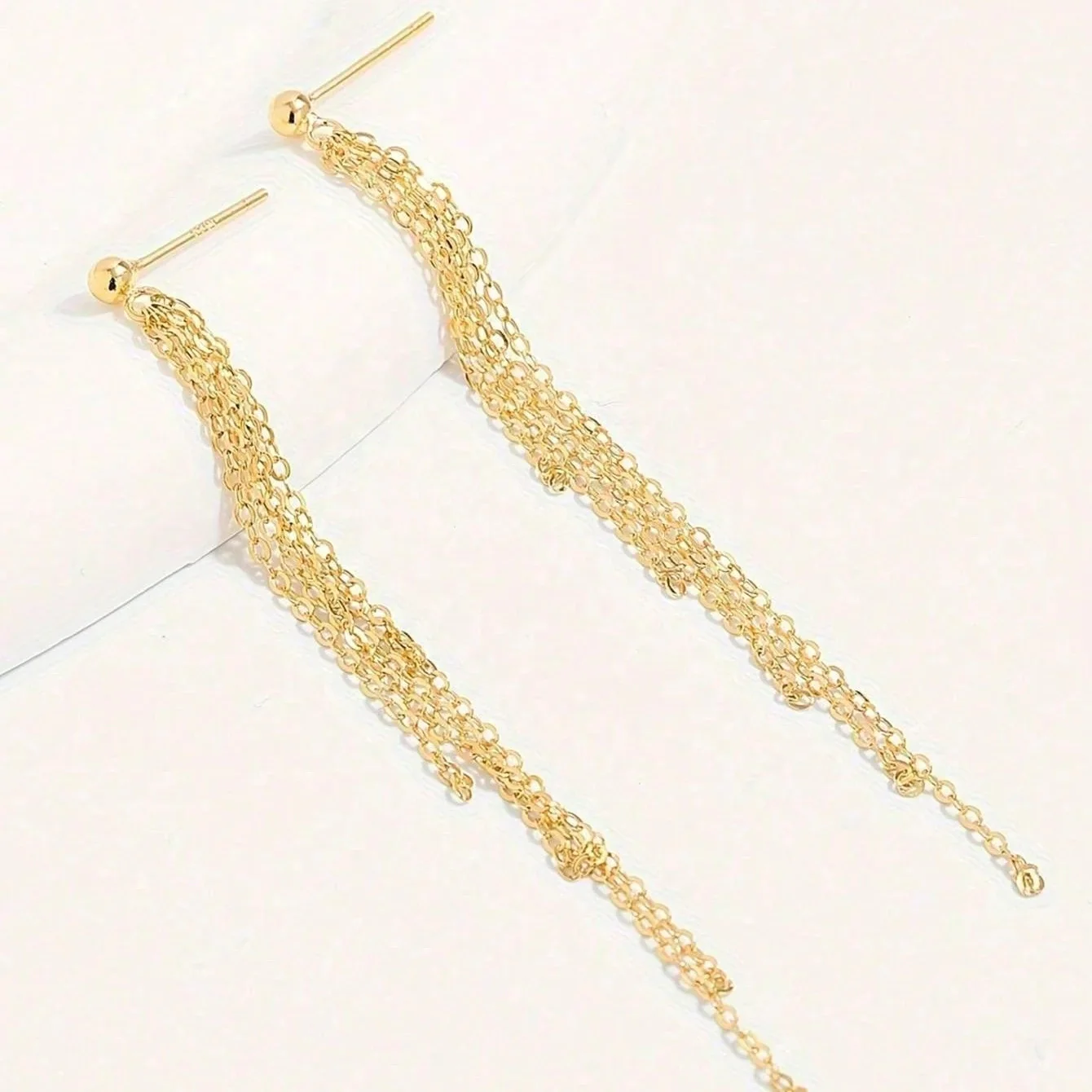 FINE CHAIN DROP EARRINGS IN STERLING SILVER - Image 4