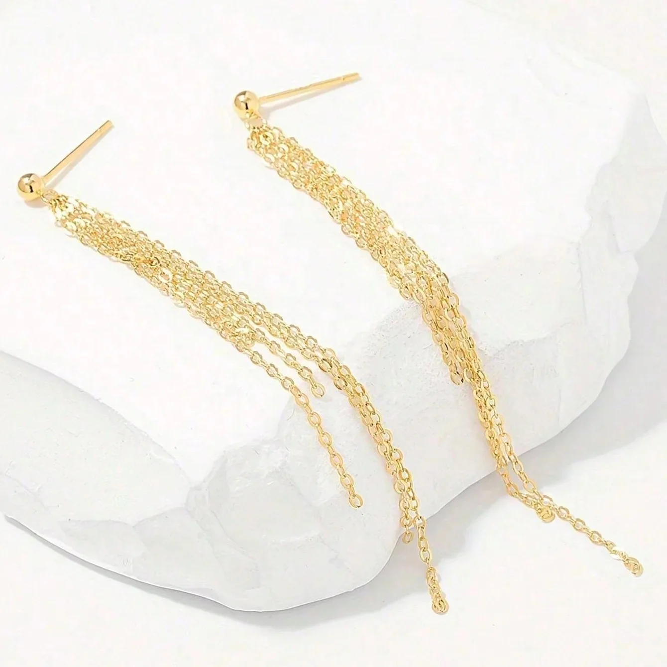 FINE CHAIN DROP EARRINGS IN STERLING SILVER - Image 5