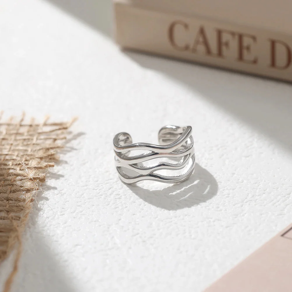 FLOWLINE TRIPLE BAND ADJUSTABLE RING IN STERLING SILVER - Image 3
