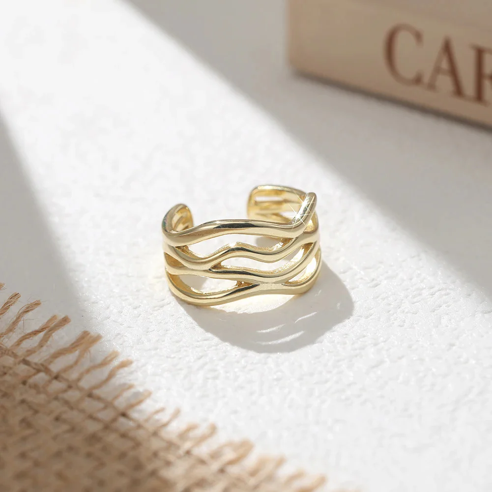 FLOWLINE TRIPLE BAND ADJUSTABLE RING IN STERLING SILVER - Image 4
