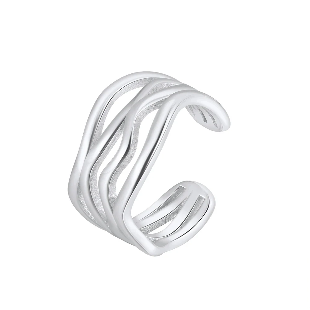 FLOWLINE TRIPLE BAND ADJUSTABLE RING IN STERLING SILVER - Image 6