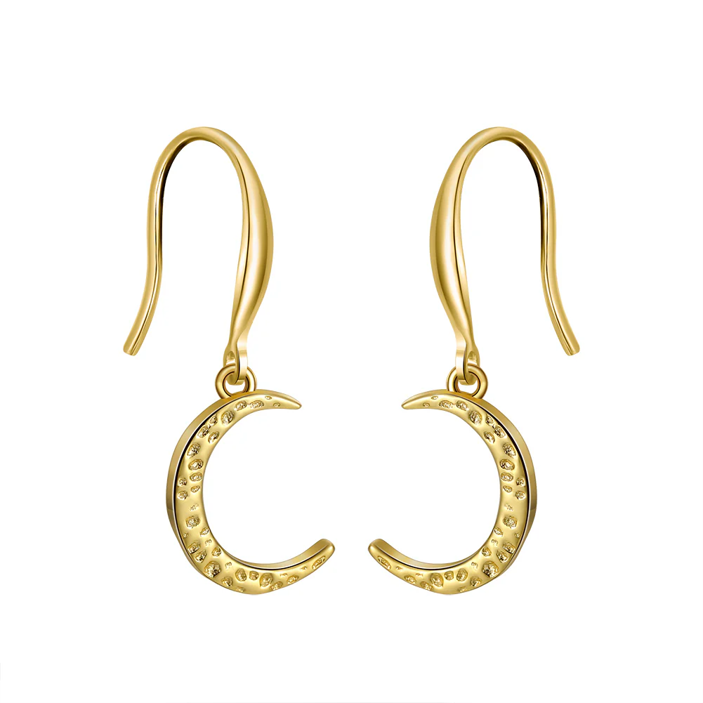HAMMERED CRESCENT MOON EARRINGS IN STERLING SILVER - Image 5