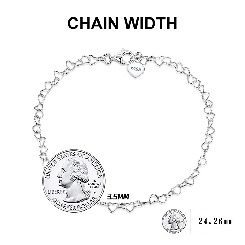 HEART LINK CHAIN ANKLET IN STERLING SILVER - Image 4