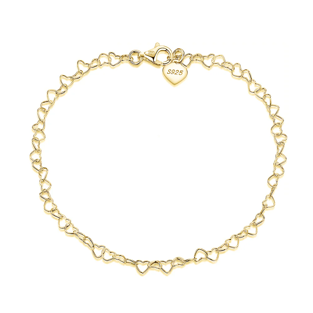 HEART LINK CHAIN ANKLET IN STERLING SILVER - Image 5