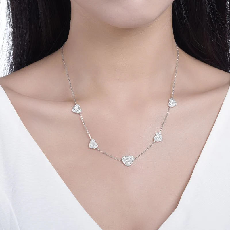 HEART MOISSANITE CHAIN NECKLACE IN STERLING SILVER - Image 2
