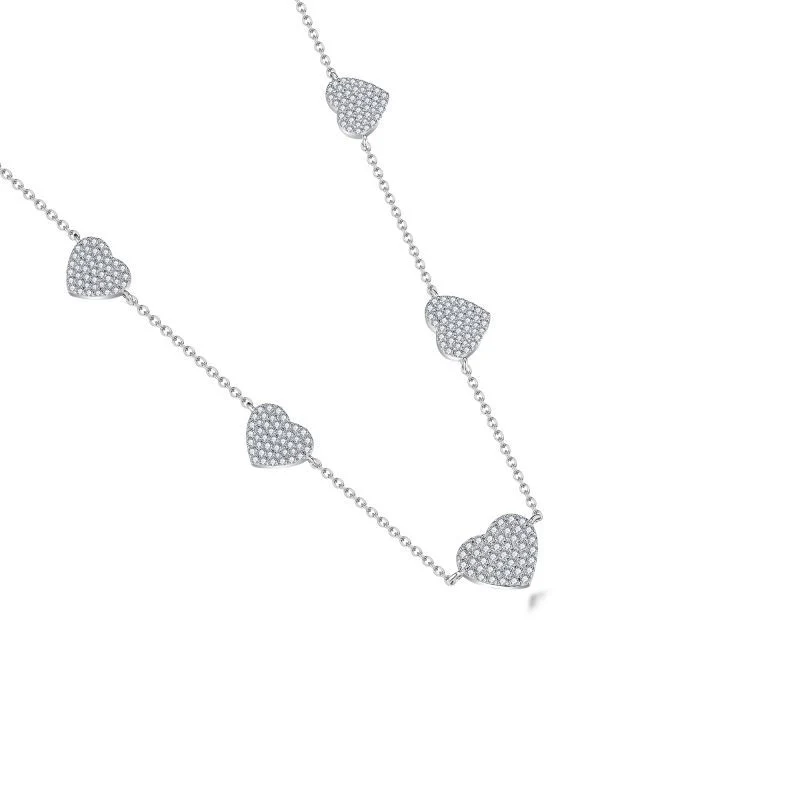 HEART MOISSANITE CHAIN NECKLACE IN STERLING SILVER - Image 4